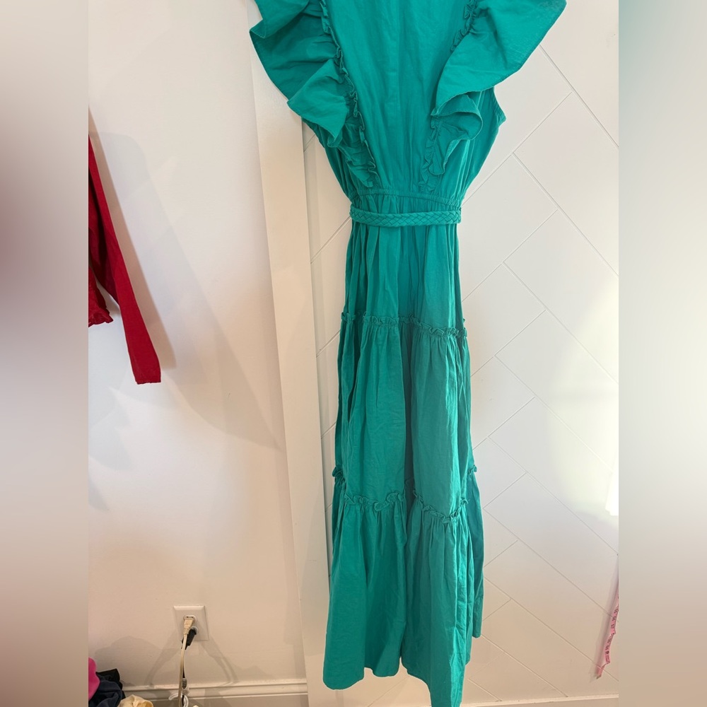 NEW WITH TAGS PINCH Liam sleeveless tiered maxi dress in emerald green Size: L - Picture 10 of 14
